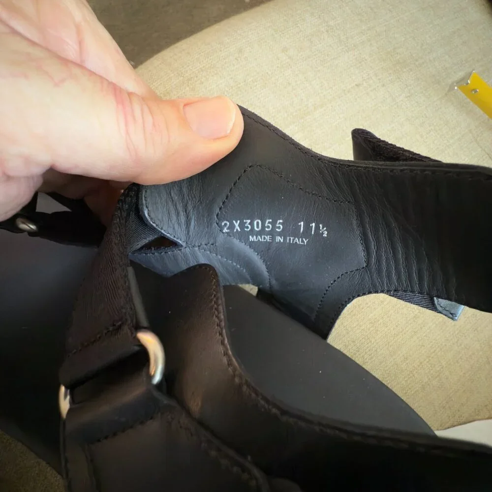 Prada‎ Nastro Black Canvas and Leather Tape Men's Sandal, 10.5 - - 2x3055